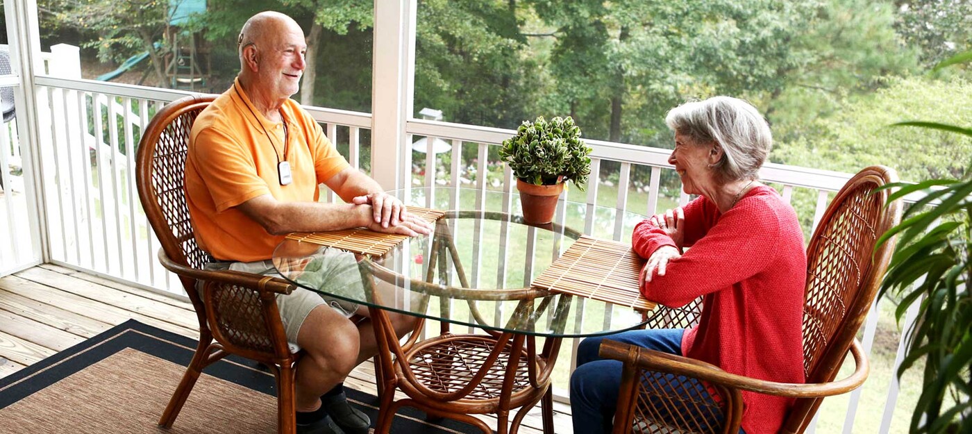 Bryan Seiler can now chat with his wife Amelia during breakfast thanks to his cochlear implant. Bryan Seiler can now chat with his wife Amelia during breakfast thanks to his cochlear implant.