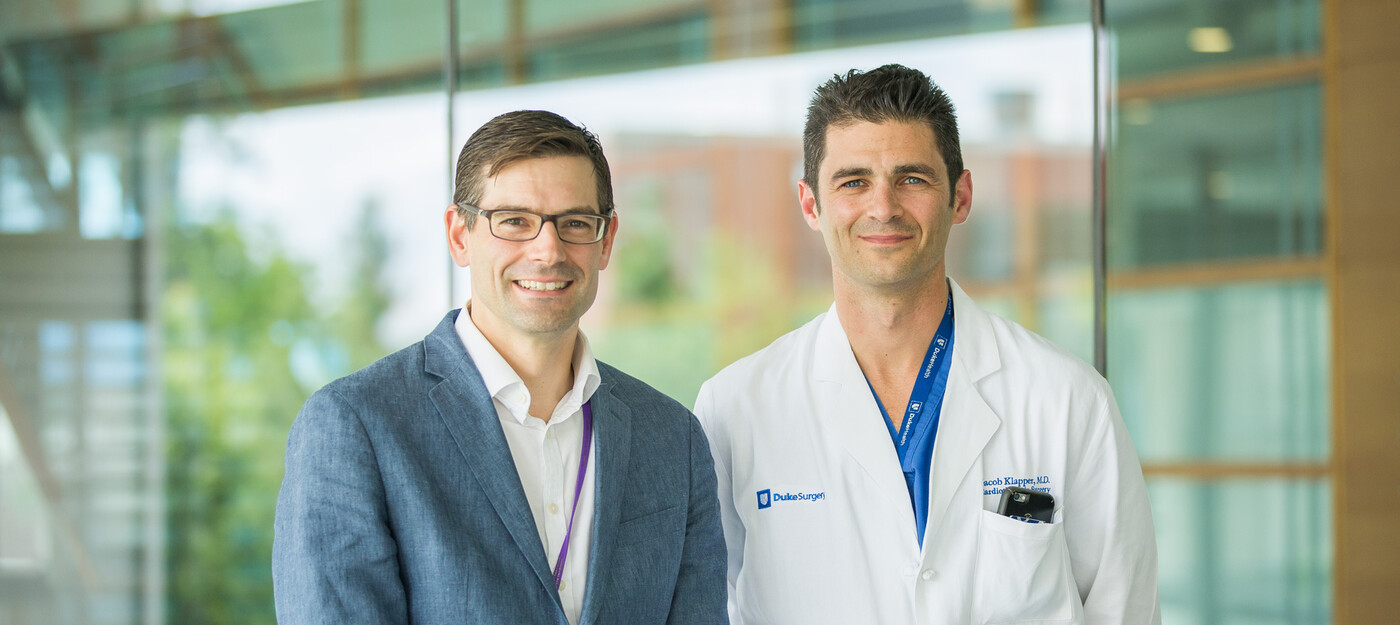 Left to Right: Drs. Matthew Hartwig and Jacob Klapper Duke esophageal surgeons, Matthew Hartwig, MD and Jacob Klapper, MD