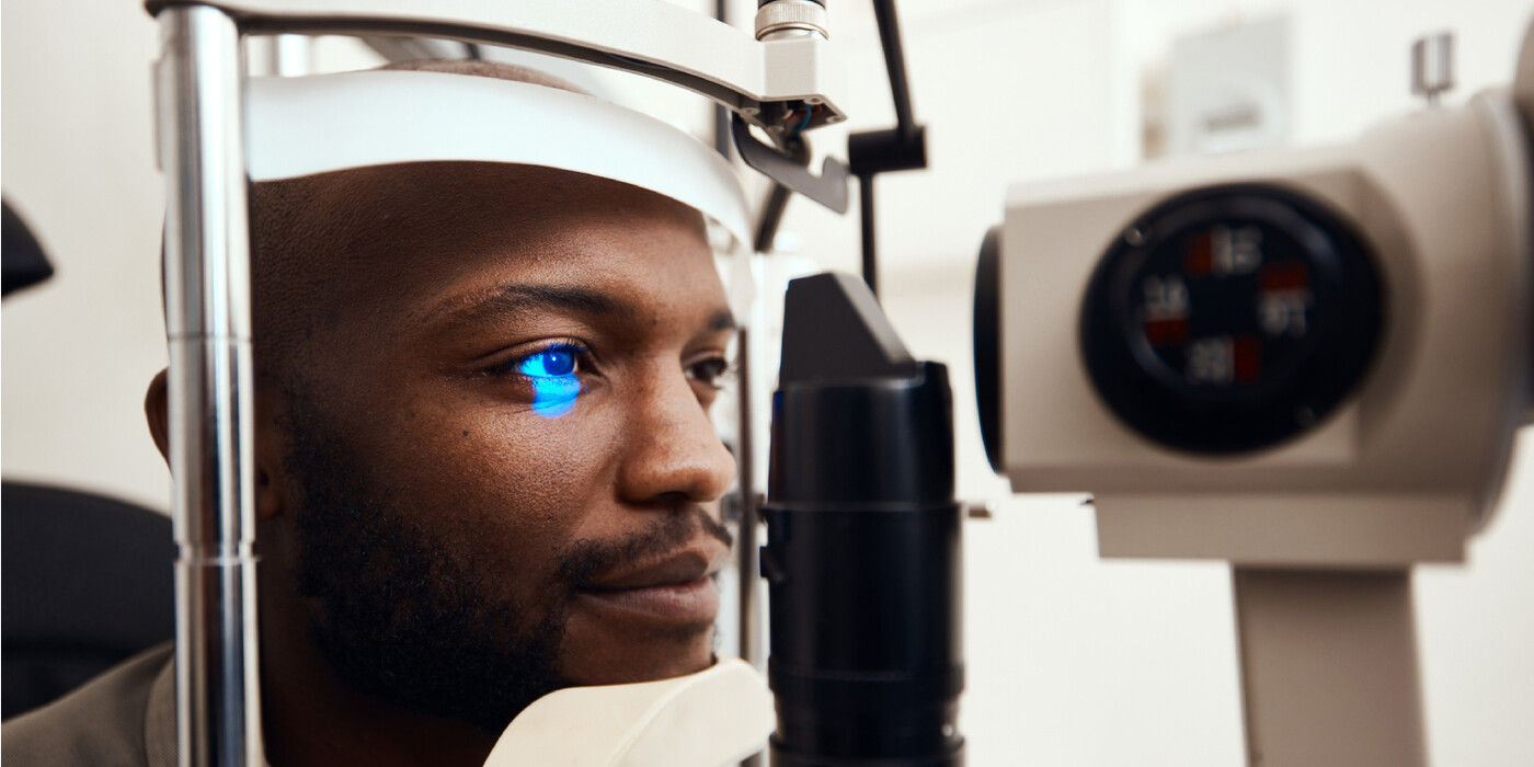Man getting eye exam